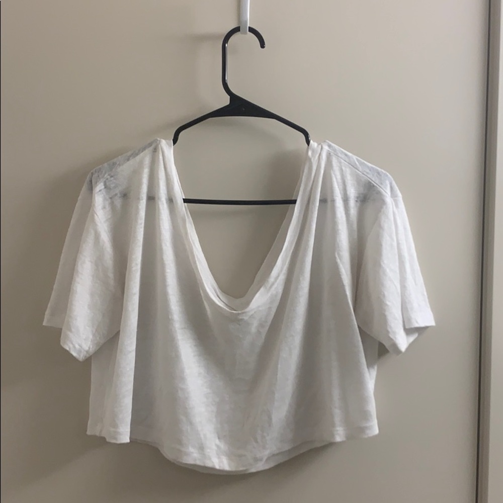 A.L.C. Linen, Deep V Neck Cropped Tee